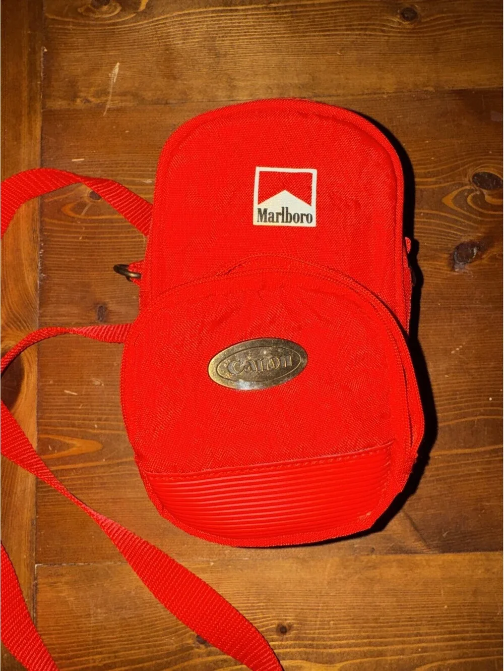 Vintage Canon Sure Shot Owl 35mm Camera Marlboro Red Case 1 Broken Zipper
